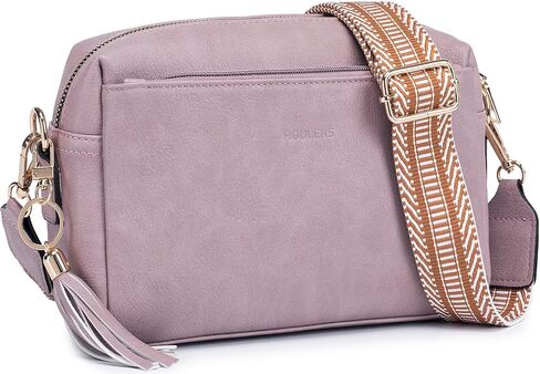Triple Zip Small Crossbody Bag for women,Wide Strap Cell Phone Purse Shoulder Handbag Wallet with Credit Card Slots in Kuwait