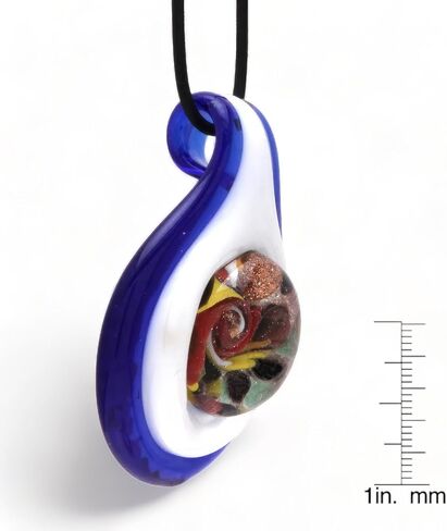 Handmade Murano Inspired Blown Abstract Glass Lampwork Art Pendant Necklace for Women Handcrafted Artisan Hypoallergenic Italian Style Jewelry in Saudi Arabia