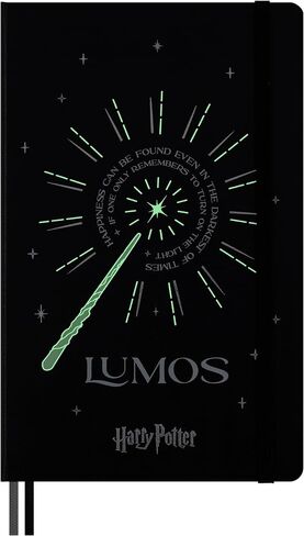 Moleskine Limited Edition Harry Potter Lumos spell Notebook with glow in the dark special-effect, Hard Cover, Ruled, Large (5" x 8.25"), Black, 176 pages in Saudi Arabia
