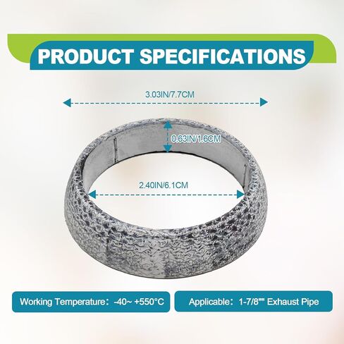 48mm Exhaust Manifold Gasket, High Grade Graphite Exhaust Manifold Gasket Muffler Gasket Replacement to Prevent Leaking Between Exhaust Manifold and Exhaust Pipe 48mm in Saudi Arabia