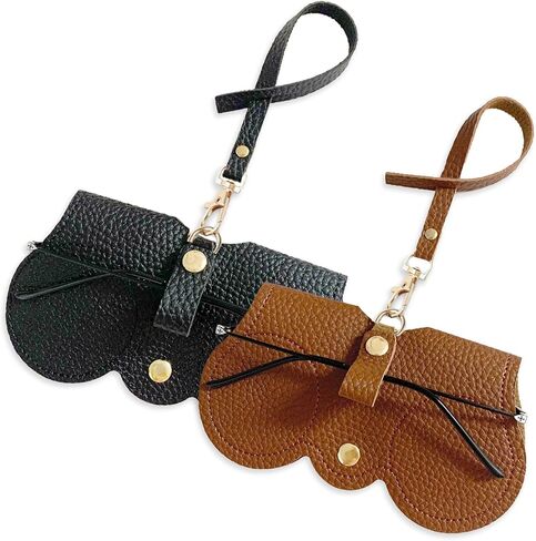 Soft Leather Sunglasses Bag,Slim Sunglass Pouch Portable Leather Glasses Case Holder Soft Leather Sunglasses Bag in Saudi Arabia
