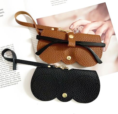 Soft Leather Sunglasses Bag,Slim Sunglass Pouch Portable Leather Glasses Case Holder Soft Leather Sunglasses Bag in Saudi Arabia