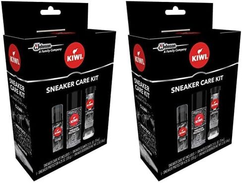 KIWI Sneaker and Shoe Cleaner Kit | Deodorizer for Shoes, Sneakers, Leather and More | 1 Cleaner, 1 Protector, 1 Deodorizer in Kuwait
