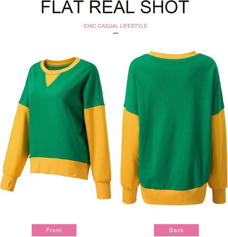 SHEWIN Oversized Sweatshirt for Women 2024 Casual Color Block Crewneck Hoodies Shirts Long Sleeve Pullover Tops in Saudi Arabia