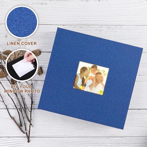 Lanpn Photo Album 8x8, Linen Hard Cover Acid Free Slip Slide in Photo Albums Sleeves Holds 50 Top Load Vertical Only 8x8 Pictures (Black) in Kuwait