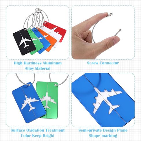 6 Pack Luggage Tag for Suitcases, Metal Luggage Tag TSA Approved, Quickly Spot Luggage Name Tags, Travel Essentials Accessories for Backpacks, Suitcases, Bags(6 Color A) in Saudi Arabia