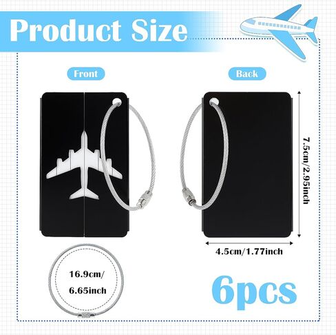 6 Pack Luggage Tag for Suitcases, Metal Luggage Tag TSA Approved, Quickly Spot Luggage Name Tags, Travel Essentials Accessories for Backpacks, Suitcases, Bags(6 Color A) in Saudi Arabia