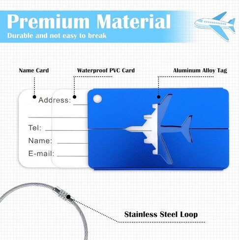 6 Pack Luggage Tag for Suitcases, Metal Luggage Tag TSA Approved, Quickly Spot Luggage Name Tags, Travel Essentials Accessories for Backpacks, Suitcases, Bags(6 Color A) in Saudi Arabia