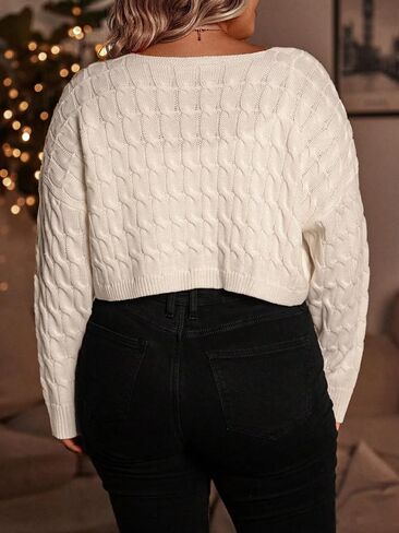 GORGLITTER Women's Plus Knit Open Front Cropped Cardigan Bolero Long Sleeve Shrug Sweater in Saudi Arabia