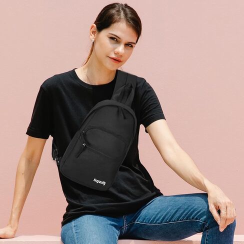 حقيبة Suyzufly الصغيرة بحزام للرجال والنساء، مقاومة للماء بحزام واحد للكتف، حقيبة صدر للمشي لمسافات طويلة والسفر in Kuwait