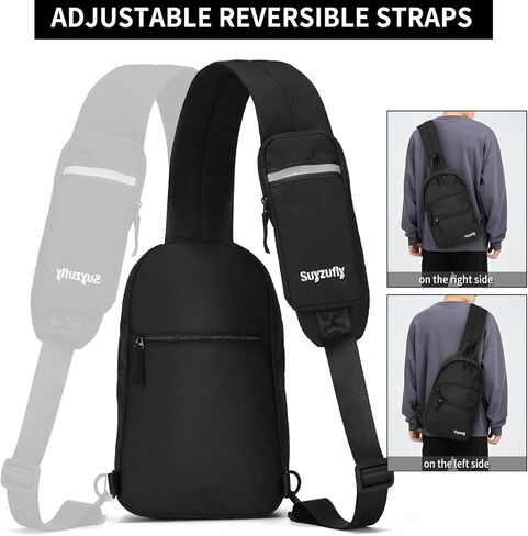 حقيبة Suyzufly الصغيرة بحزام للرجال والنساء، مقاومة للماء بحزام واحد للكتف، حقيبة صدر للمشي لمسافات طويلة والسفر in Kuwait