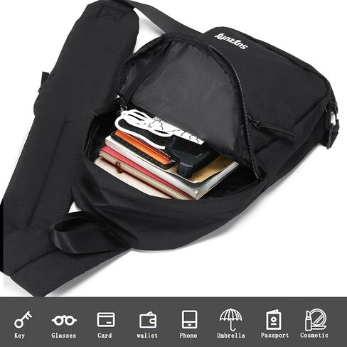 حقيبة Suyzufly الصغيرة بحزام للرجال والنساء، مقاومة للماء بحزام واحد للكتف، حقيبة صدر للمشي لمسافات طويلة والسفر in Kuwait
