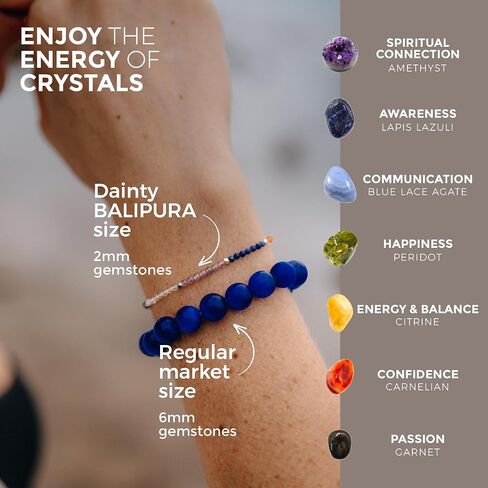 Aura Bracelet Collection for Women - 2mm SMALL (TINY) BEADS, Healing Crystals, Gemstones, and 925 Solid Silver Beads - Essential Women's Real Stone Bracelets in Saudi Arabia
