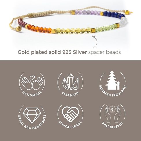 Aura Bracelet Collection for Women - 2mm SMALL (TINY) BEADS, Healing Crystals, Gemstones, and 925 Solid Silver Beads - Essential Women's Real Stone Bracelets in Saudi Arabia