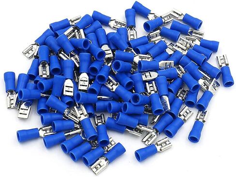 Baomain 0.187" Blue Female Insulated Spade Wire Connector 3/16'' Electrical Crimp Terminal 16-14 AWG 4.8 x 0.5mm FDD2-187 (100PCS) in Saudi Arabia