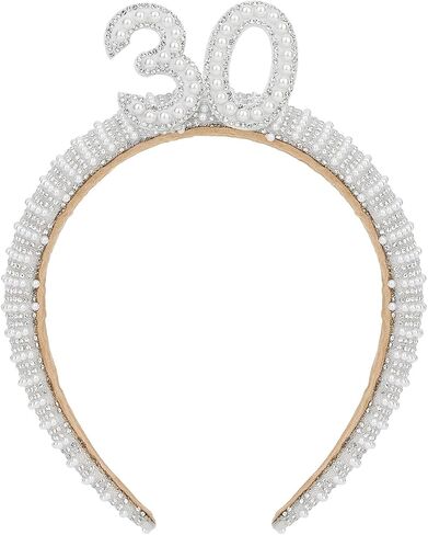 WHAVEL 40th Birthday Decorations for Her, Pearl Birthday Headband 40 Birthday Crown 40th Birthday Gifts Birthday Crown Happy Birthday Accessories for Women in Saudi Arabia