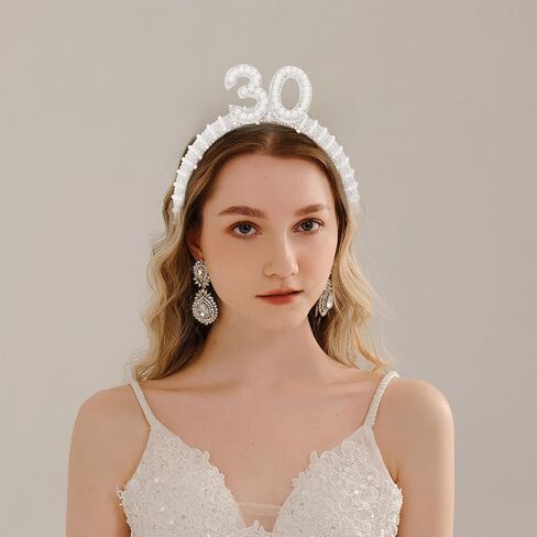 WHAVEL 40th Birthday Decorations for Her, Pearl Birthday Headband 40 Birthday Crown 40th Birthday Gifts Birthday Crown Happy Birthday Accessories for Women in Saudi Arabia