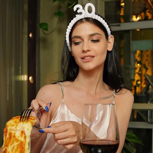 WHAVEL 40th Birthday Decorations for Her, Pearl Birthday Headband 40 Birthday Crown 40th Birthday Gifts Birthday Crown Happy Birthday Accessories for Women in Saudi Arabia