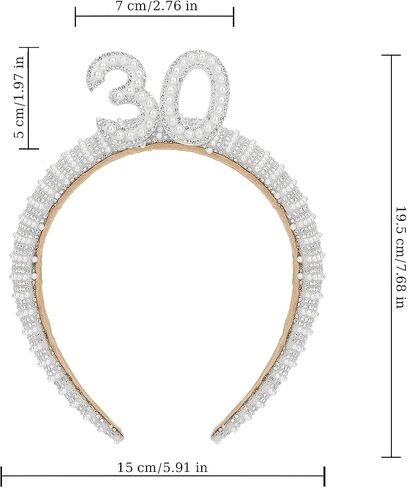 WHAVEL 40th Birthday Decorations for Her, Pearl Birthday Headband 40 Birthday Crown 40th Birthday Gifts Birthday Crown Happy Birthday Accessories for Women in Saudi Arabia