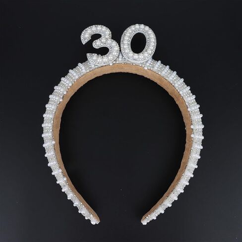 WHAVEL 40th Birthday Decorations for Her, Pearl Birthday Headband 40 Birthday Crown 40th Birthday Gifts Birthday Crown Happy Birthday Accessories for Women in Saudi Arabia