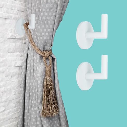 Morden L Shaped Curtain Tiebacks，Curtain Hooks,Window Drapery holdbacks, Clothes, Coat, Hat and Towel Hooks，Set of 2,Black in Saudi Arabia