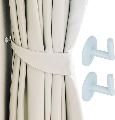 Morden L Shaped Curtain Tiebacks，Curtain Hooks,Window Drapery holdbacks, Clothes, Coat, Hat and Towel Hooks，Set of 2,Black in Saudi Arabia