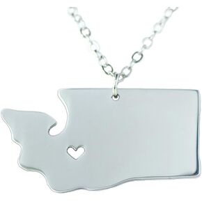 18K Gold Silver Country Map Charm Pendant State of Washington Map Necklace Jewelry