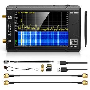 SeeSii 2023 Upgraded TinySA Ultra Spectrum Analyzer, 4.0 Inch 100kHz to 5.3GHz Handheld Tiny Frequency Analyzer with 32Gb Card, 2-in-1 Signal Generator 100kHz to 800MHz MF/HF/VHF UHF Input,V0.4.5.1