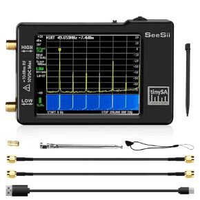 Portable TinySA Spectrum Analyzer,SEESII Upgraded V0.3.1 Handheld Tiny Frequency Analyzer 100kHz to 960MHz MF/HF/VHF UHF Input,Signal Generator with 2.8 inch Touch Screen with ESD Protect Function