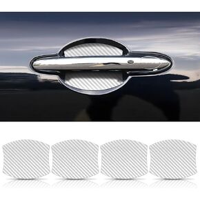 Magnetic Car Door Handle Cup Protector Guard,4PCS Universal White Carbon Fiber Car Door Bowl Scratch Protector Fits for Most Cars...