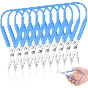 Honoson 10 Packs Loop Scissors for Kids 5.5 Inches Grip Self Opening Adaptive Special Needs Mini Easy Grip Scissors Right and Lefty Support for Teens Adults (Multi Colors)(Multi Colors)