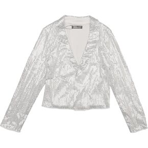 Allegra K Sequin Blazer for Women's Open Front Party Sparkly Bolero Shrug
