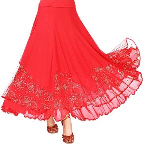 Elegant Ballroom Dance Dress Latin Dance Party Long Swing Race Skirt for Women
