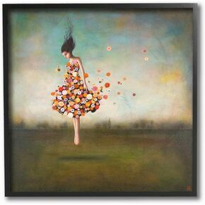 Stupell Industries Surreal Dress Made of Flowers in an Abstract Landscape Painting Stretched Canvas Wall Art, 17 x 17, Multi-Color