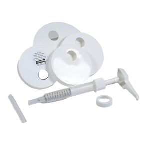 Carlisle FoodService Products Universal Condiment Pump/Dispenser Kit with 5 Lids, White