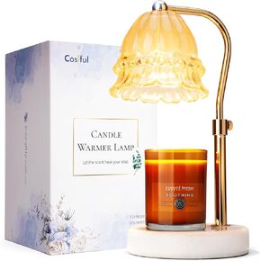 Candle Warmer Lamp, Adjustable Height Candle Lamper Warmer with Timer & Dimmer, Wax Melt Warmer for Scented Jar Candle, Home Bedroom Decor Night Light for House Warming Gifts, with 2 Bulb (Black)