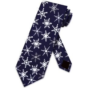 Snowflake Ties Mens Winter Snow NeckTies Navy by Three Rooker