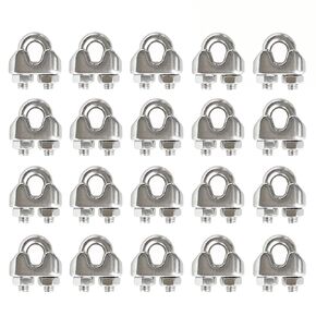 20PCS 1/8 Inches M3 Stainless Steel Wire Rope Cable Clip Clamp