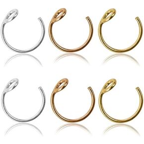 Fake Piercings Face Nose Ring Hoop 20 Gague 8mm,Nose Piercing Hoop Stainless Steel Non Piercing Nose Rings Hoop Jewelry Men Women