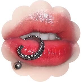 Punk Lip Ring Silver Fake Lip Ring Squid Lip Nail Gothic Surgical Steel 16g Lip Rings Unique Tentacle Piercing Lip Ring Statement Lip Piercing Jewelry for Women
