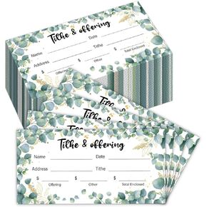 200 Pieces Church Offering Envelopes, Green Leaf Tithe and Offering Envelopes Christian Religious Donation Envelope for Cash and Checks