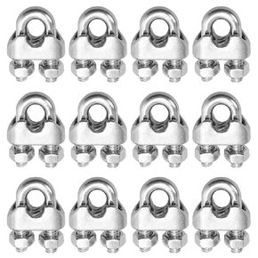 1/8 Inch 3mm Wire Rope Clamps Clip 304 Stainless Steel Cable Clip Fastener 12 Pcs