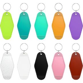 Uniclife 40 Pcs Blank Hotel Keychain Tags, Blank Motel Keychain with Key Rings, 20 Colors Plastic Rhombus Keychain, Colorful Vintage Key Tags Labels for DIY Keychain Craft Ornament and Luggage Tag