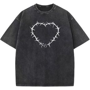 Y2K Graphic T-Shirts Vintage Oversized Tees Streetwear Casual Acid Washed Tops for Men Women