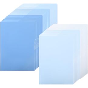 Phyxin 30 Pack Plastic Folders Sleeves, Clear Folders for Documents, L-Type Project Pockets for Paper 8.6x12.1, Poly Plastic Sleeves for Office School, 5 Assorted Colors, Purple