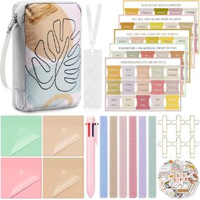 153 Bible Journaling Kit Bible Study Supplies Include Boho Bible Cover 6 Highlighters 1 Colorful Ballpoint Pen 75 Bible Tabs 4 Pads Sticky Notes 45 Bible Stickers 20 Paper Clips Bible Gift