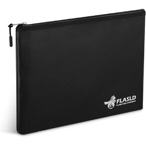 FLASLD Fireproof Document & Money Bags, Large Fireproof & Water Resistant Bag, Fireproof Folder Safe Bag for Cash, Valuables & Passport, with Silicone Coating & Zipper Closure (Storage Bag-24x12x12")