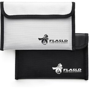 FLASLD Fireproof Document & Money Bags, Large Fireproof & Water Resistant Bag, Fireproof Folder Safe Bag for Cash, Valuables & Passport, with Silicone Coating & Zipper Closure (Storage Bag-24x12x12")