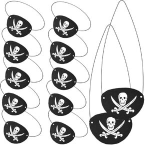 12PCS Pirate Eye Patches Costume Black Felt Single Eye Skull Captain Eye Patches for Carnival Halloween Pirate Theme Party