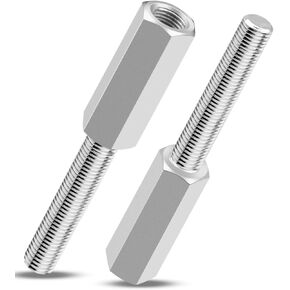 2PCS 1290 Shock Extensions, 3" Length, 3/8-24 Inch Thread, Silver Gloss Finish, Vehicle Shock Replacement